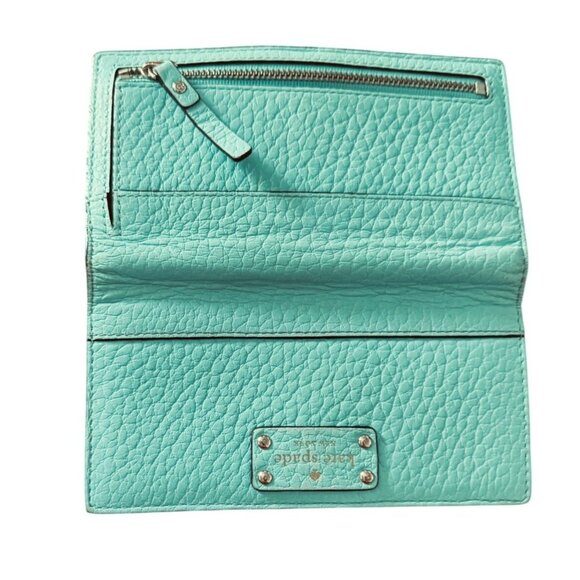 Kate Spade turquoise Large Slim Leather Wallet With Multiple Card Slots & ID Win - Picture 7 of 11